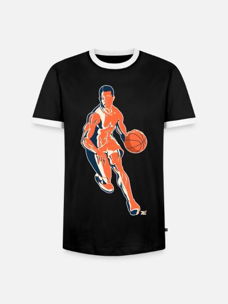 Basketballspieler beim Dribbeln – Retro Stil - Männer Kontrast-T-Shirt - Schwarz/Weiß