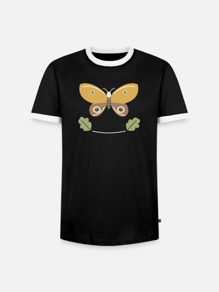 Polyphemus-Motte und Eiche - Männer Kontrast-T-Shirt - Schwarz/Weiß