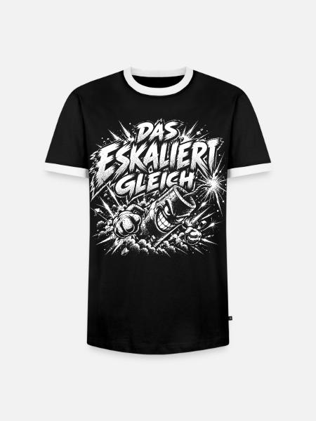 Das eskaliert gleich Feuerwerk - Männer Kontrast-T-Shirt - Schwarz/Weiß