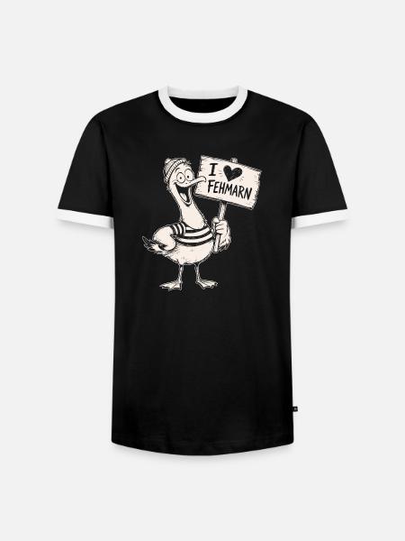 I Love Fehmarn Duck - Männer Kontrast-T-Shirt - Schwarz/Weiß