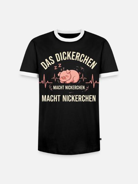 DAS DICKERCHEN MACHT NICKERCHEN - Männer Kontrast-T-Shirt - Schwarz/Weiß