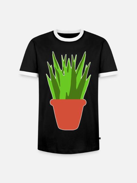 Pflanze im Topf - Männer Kontrast-T-Shirt - Schwarz/Weiß