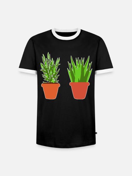 Topfpflanzen - Männer Kontrast-T-Shirt - Schwarz/Weiß