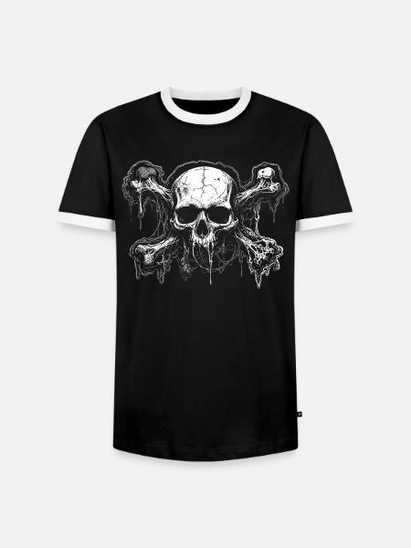 Tropfender Zombie Gothic Schädel - Männer Kontrast-T-Shirt - Schwarz/Weiß