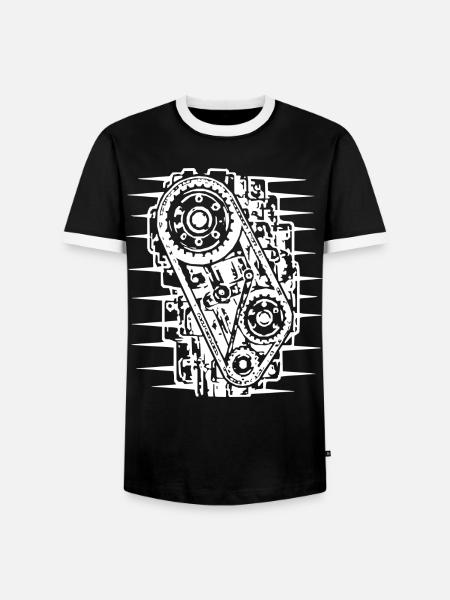 Industrielles Riemenmuster - Männer Kontrast-T-Shirt - Schwarz/Weiß