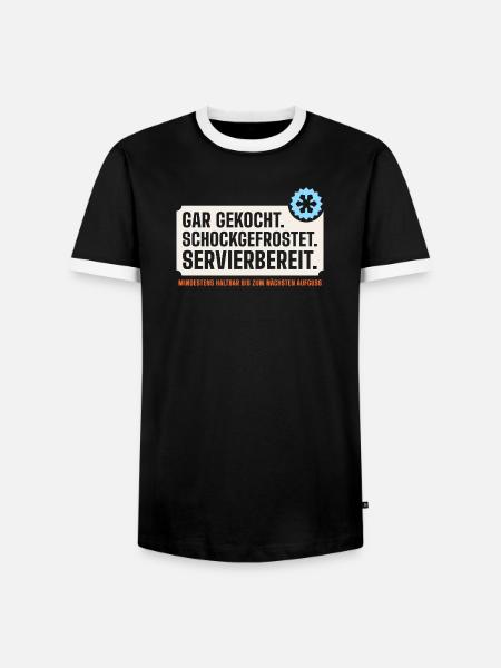 Gar gekocht. Schockgefrostet. Servierbereit. - Männer Kontrast-T-Shirt - Schwarz/Weiß