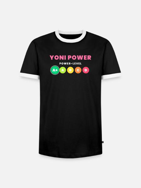Yoni Power Level A Plus - Männer Kontrast-T-Shirt - Schwarz/Weiß