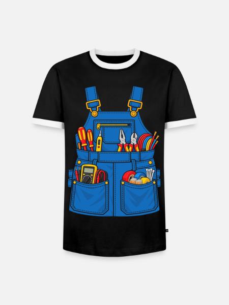 Elektriker Werkzeugschürze - Männer Kontrast-T-Shirt - Schwarz/Weiß