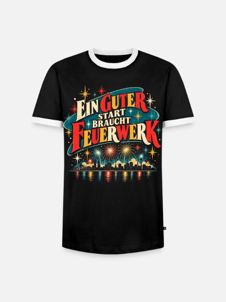 Ein guter Start braucht Feuerwerk - Männer Kontrast-T-Shirt - Schwarz/Weiß