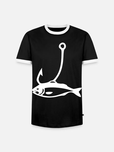 Hakenfisch Silhouette - Männer Kontrast-T-Shirt - Schwarz/Weiß