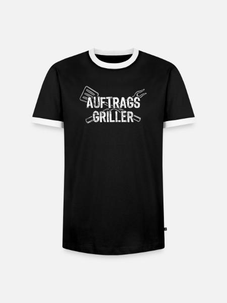 Auftragsgriller Lustiger Grillspruch BBQ Grillchef - Männer Kontrast-T-Shirt - Schwarz/Weiß