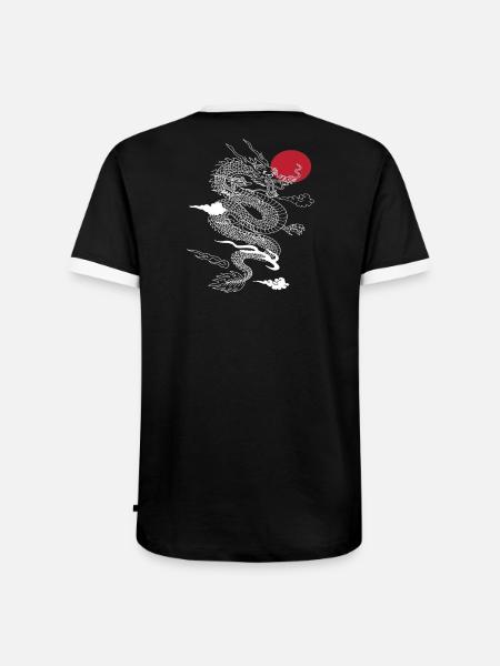 Japanischer Drachengeist - Männer Kontrast-T-Shirt - Schwarz/Weiß