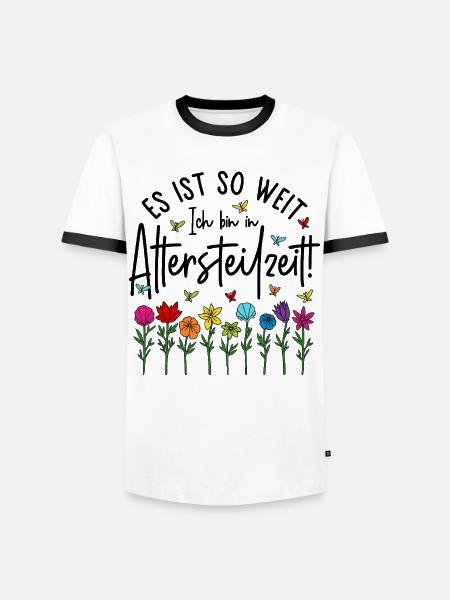 Es ist soweit Ich bin in Altersteilzeit - Blumen - Männer Kontrast-T-Shirt - Weiß/Schwarz