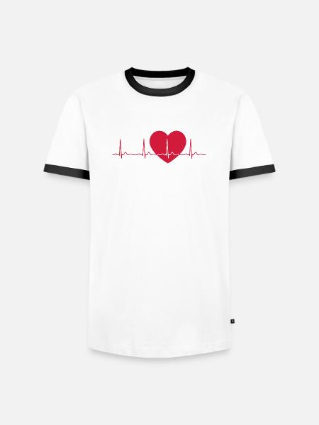 Heartbeat ECG Line Medical Pulse Wave Icon Vector - Men's Ringer Shirt - white/black