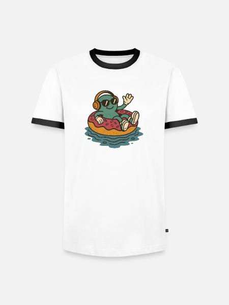 Pool-Day - Männer Kontrast-T-Shirt - Weiß/Schwarz