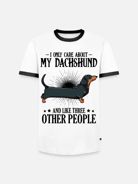 dachshund - Men's Ringer Shirt - white/black