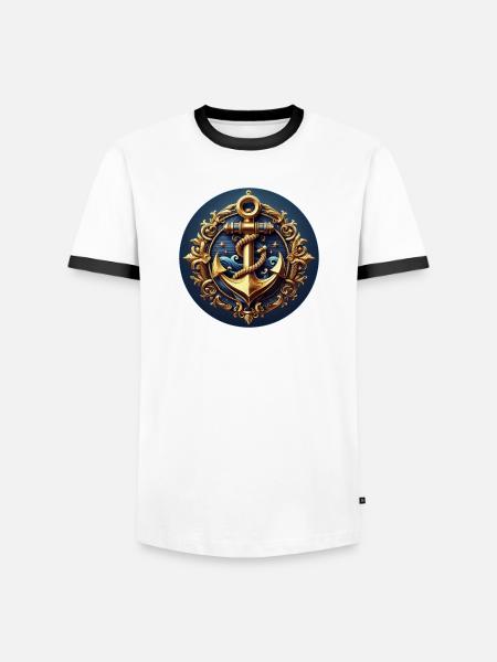 Anchor Logo - Men's Ringer Shirt - white/black