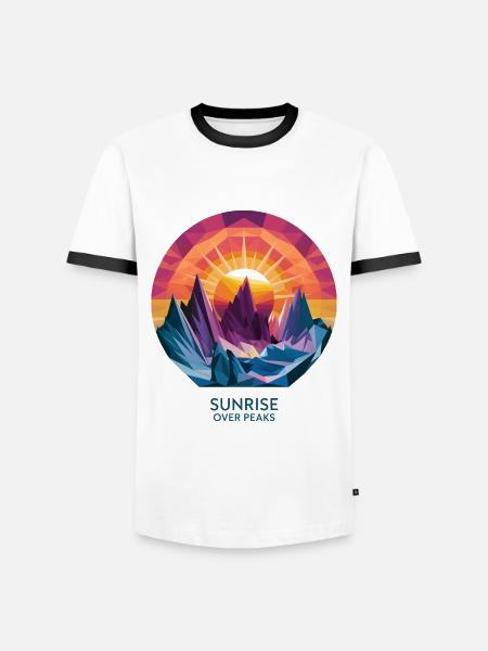 Sunrise Over Peaks - Men's Ringer Shirt - white/black
