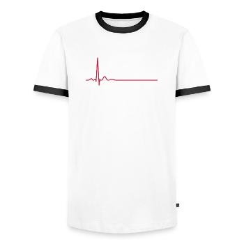 Herzschlag-EKG-Linie Medizinischer Pulswellen-Ikon-Vektor - Männer Kontrast-T-Shirt - Weiß/Schwarz - Vorne - AI Model Female 172 light (172cm) & AI Model Male 178 dark (178cm)