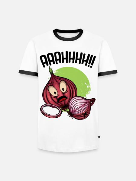 Onion chaos neon illustration - Men's Ringer Shirt - white/black