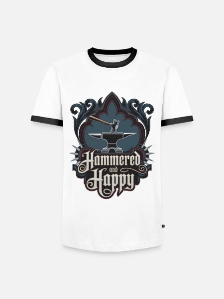 Martelé et heureux - T-shirt contrasté Homme - blanc/noir