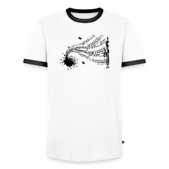 Musique Musique musiciens Clé de partition - T-shirt contrasté Homme - blanc/noir - Devant - AI Model Female 172 light (172cm) & AI Model Male 178 dark (178cm)