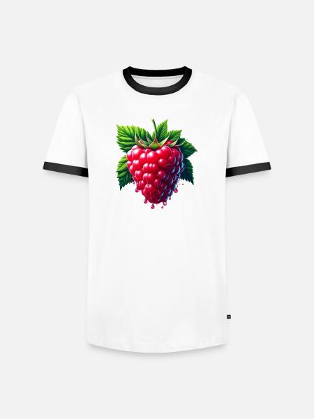 Runny leafy raspberry - Men's Ringer Shirt - white/black
