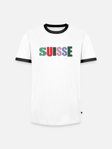 SUISSE. PAYS - T-shirt contrasté Homme - blanc/noir