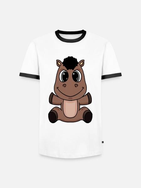 cheval - T-shirt contrasté Homme - blanc/noir