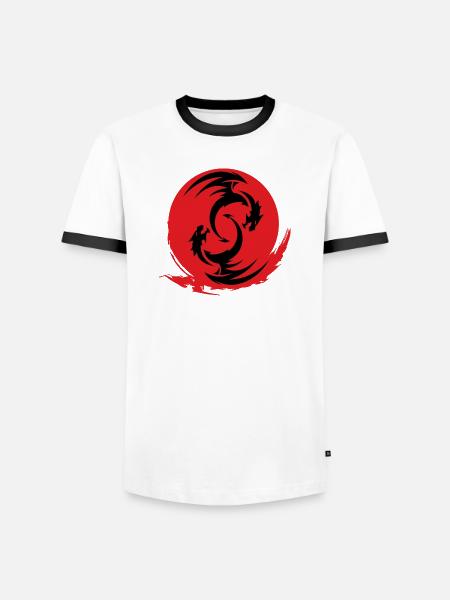 Red Dragon Circle - Men's Ringer Shirt - white/black