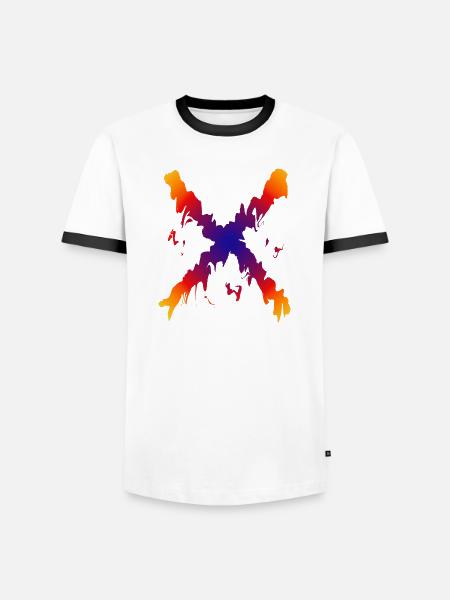 Regenbogen X Farbfluss Muster - Männer Kontrast-T-Shirt - Weiß/Schwarz