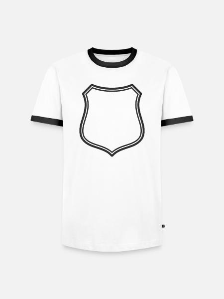 Leeres Schildlinien-Symbol Abzeichen Wappen Umrisssymbol - Männer Kontrast-T-Shirt - Weiß/Schwarz
