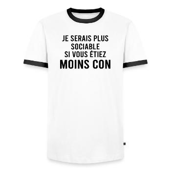 Je serai plus sociable si. - T-shirt contrasté Homme - blanc/noir - Devant - AI Model Female 172 light (172cm) & AI Model Male 178 dark (178cm)