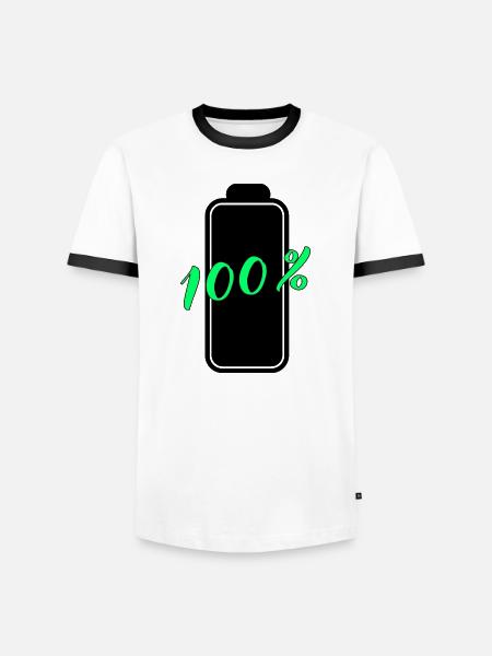 Batterie hat 100% volle Energie - Männer Kontrast-T-Shirt - Weiß/Schwarz