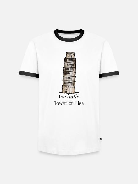 the italic Tower - Männer Kontrast-T-Shirt - Weiß/Schwarz