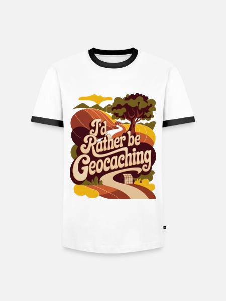 I'd Rather Be Geocaching - Men's Ringer Shirt - white/black