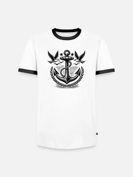 Anchor Seagulls Logo - Men's Ringer Shirt - white/black