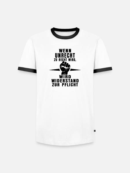 Unrecht erkennen – Widerstand zeigen - Männer Kontrast-T-Shirt - Weiß/Schwarz