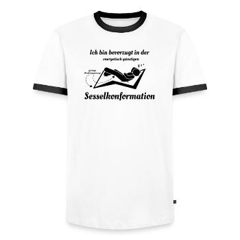 Chemie Sesselkonformation - Männer Kontrast-T-Shirt - Weiß/Schwarz - Vorne - AI Model Female 172 light (172cm) & AI Model Male 178 dark (178cm)