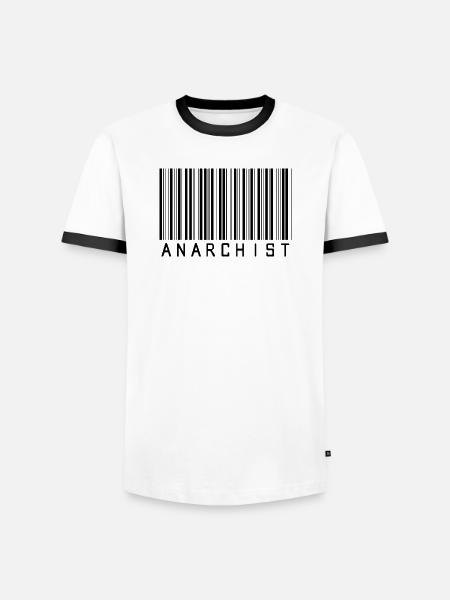 Anarchistischer Barcode - Männer Kontrast-T-Shirt - Weiß/Schwarz