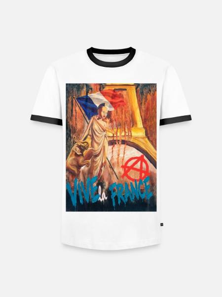 Vive la France - Männer Kontrast-T-Shirt - Weiß/Schwarz
