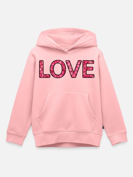 LOVE-Pink-30cm - Kinder Premium Organic Hoodie - Rosa