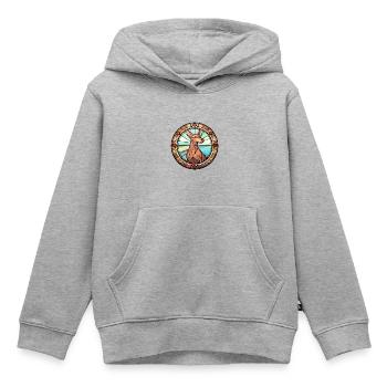 Cirneco Dell Ätna Hunderasse Buntglas Bunt - Kinder Premium Organic Hoodie - Grau meliert - Vorne - AI Model Kid Male (0cm)