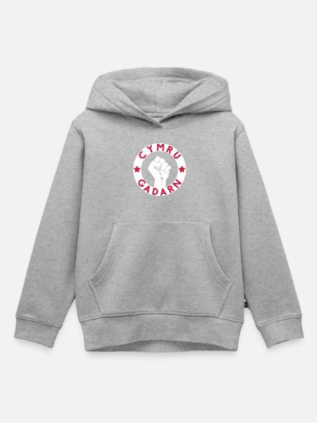 Cymru Gadarn - Kinder Premium Organic Hoodie - Grau meliert