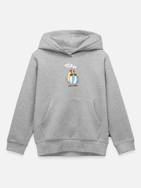 Asterix & Obelix - Obelix Sprechblasen - Kinder Premium Organic Hoodie - Grau meliert