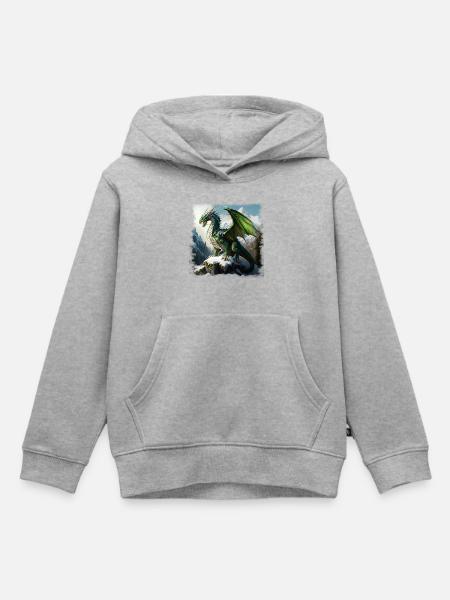 Fantasy Dragon - Kinder Premium Organic Hoodie - Grau meliert