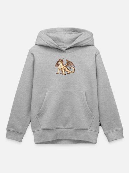 Majestätischer Champignondrache – Fantasy Drache - Kinder Premium Organic Hoodie - Grau meliert