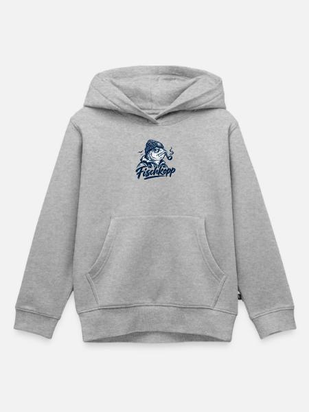 Fischkopp - Fisch - Nordsee - Ostsee - Spruch - Kinder Premium Organic Hoodie - Grau meliert
