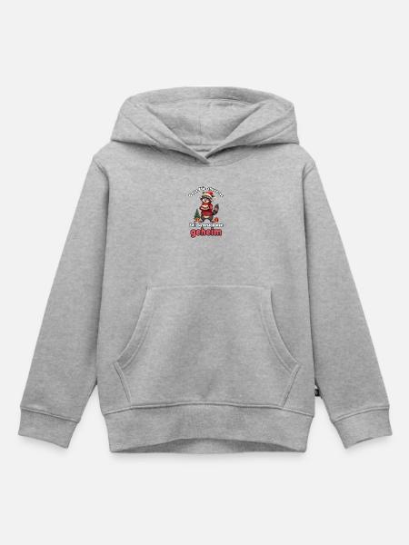 Oma-Waschbär zu Weihnachten - Kinder Premium Organic Hoodie - Grau meliert