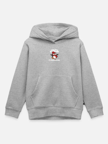 Pinguin Winter lustige Sprüche Cartoon - Kinder Premium Organic Hoodie - Grau meliert